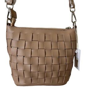 Basket Weave Bucket Bag/ Handbag in Mocha Chino Color - NWT
